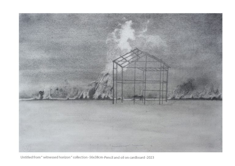 untitled - 56x38 cm - Pencil and oil on cardboard -2023