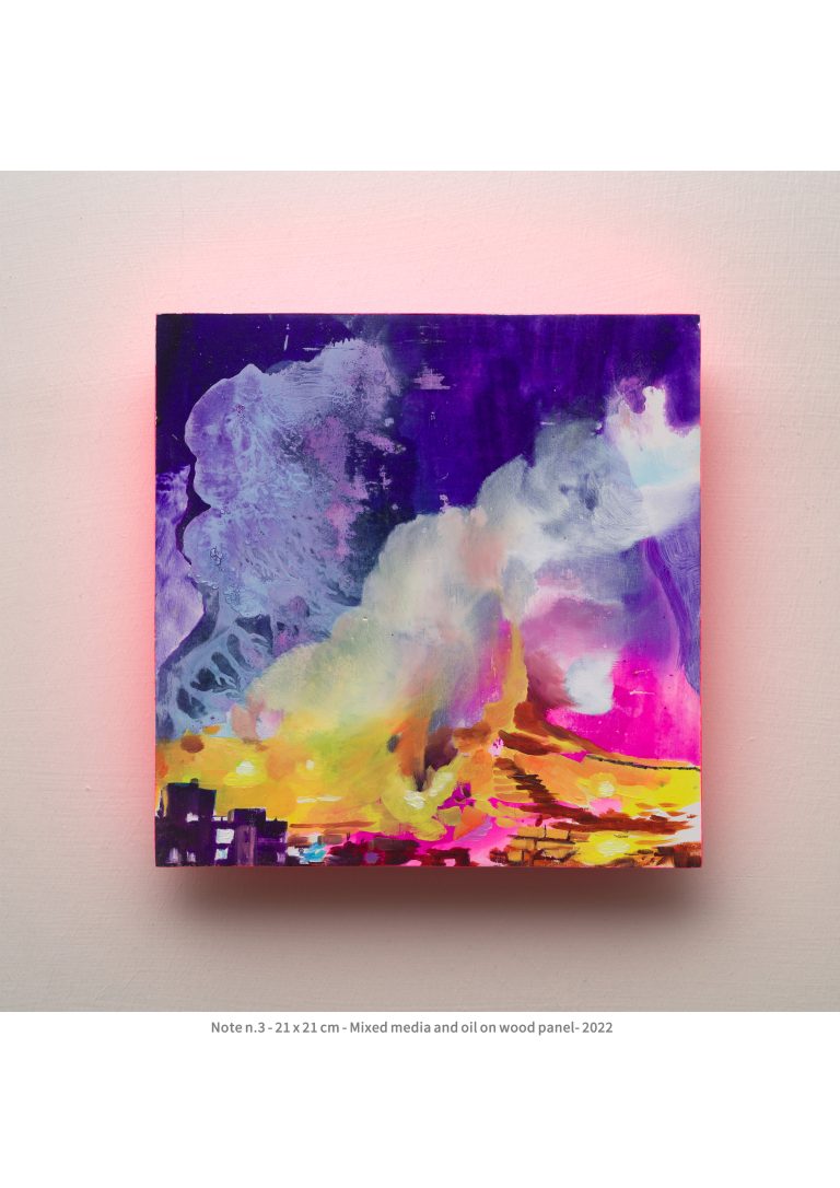 Note n.3 - 21x21 cm - Mixed media and oil on wood panel - 2022