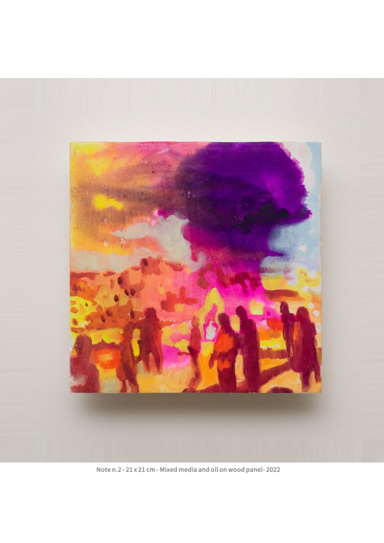 Note n.2 - 21x21 cm - Mixed media and oil on wood panel - 2022