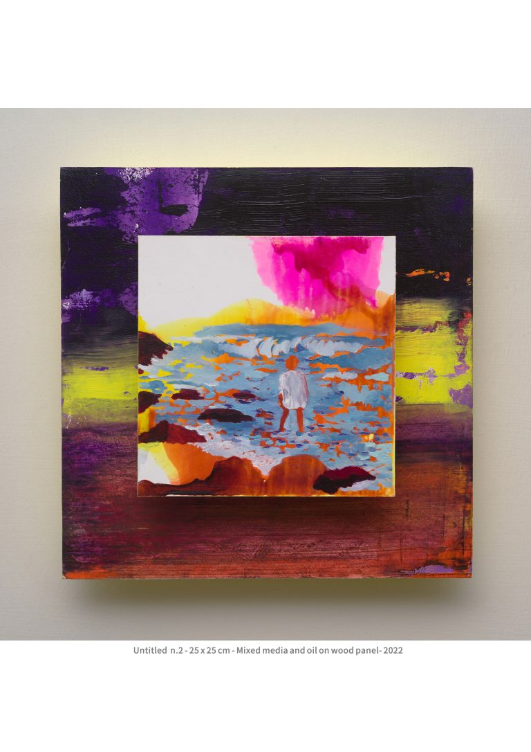untitled n.2 - 25x25 cm - Mixed media and oil on wood panel - 2022